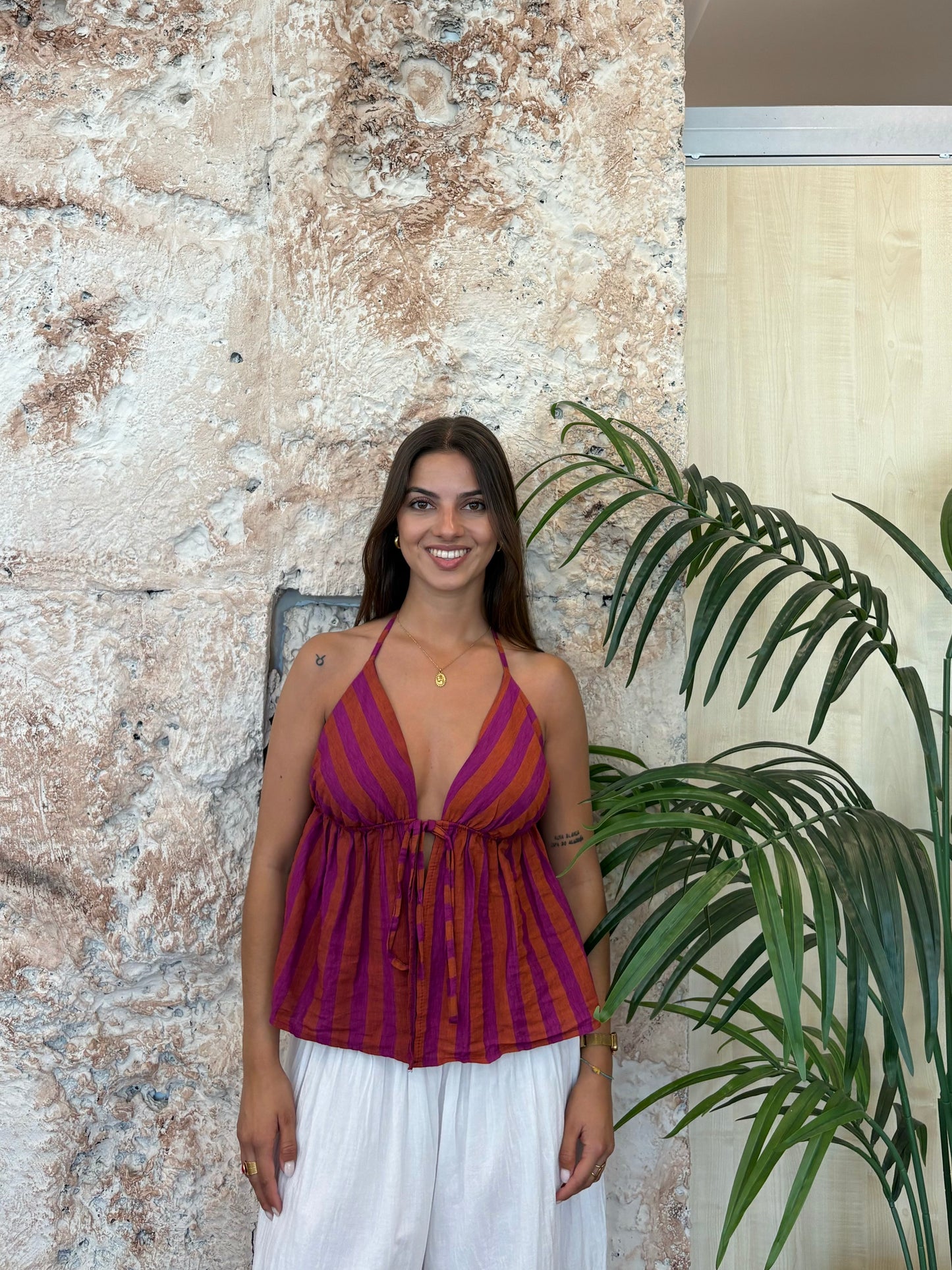 TOP RAYAS NARANJA-MORADO