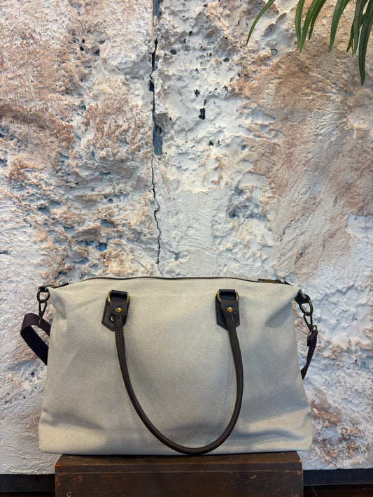 BOLSO LONA BEIGE - ASA PIEL