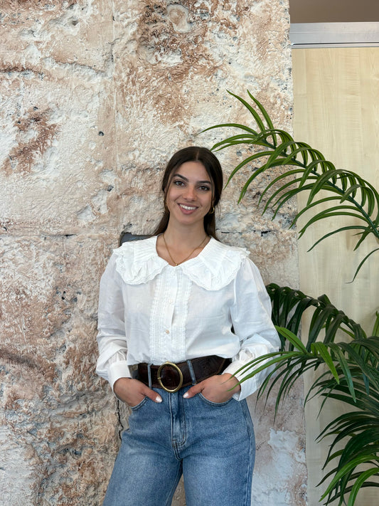 CAMISA CUELLO BOBO BLANCO