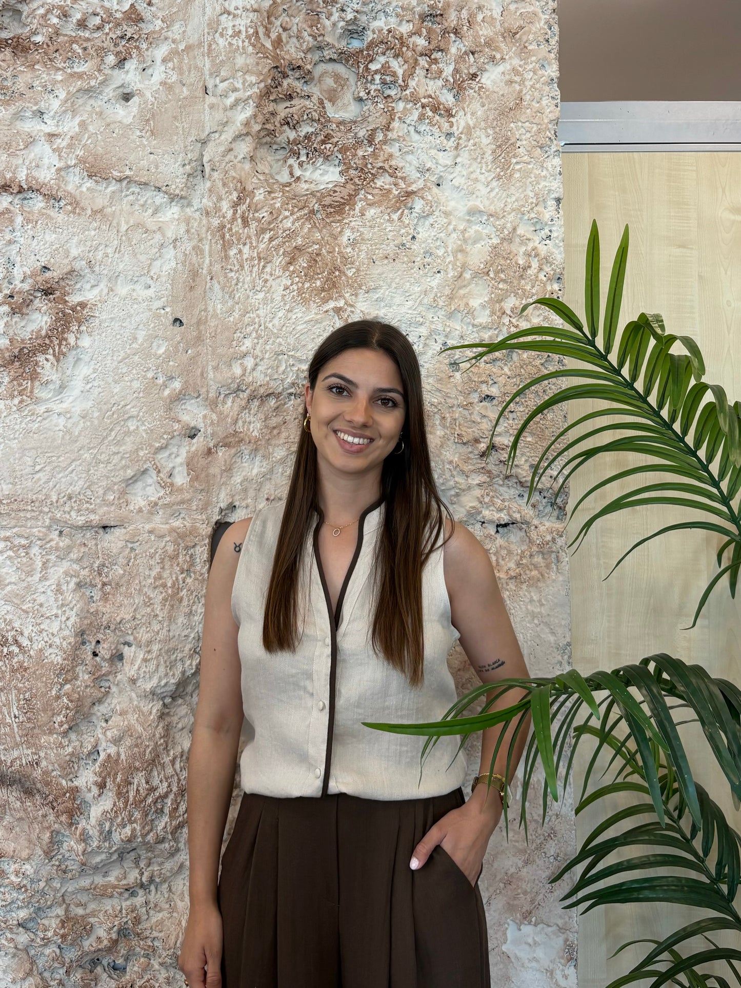 CAMISA CUELLO MAO BEIGE