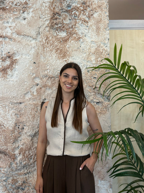 CAMISA CUELLO MAO BEIGE