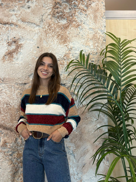 JERSEY CHENILLA RAYAS CAMEL