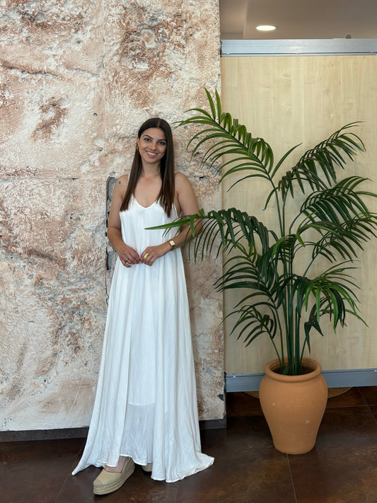 VESTIDO LARGO FLUIDO BLANCO