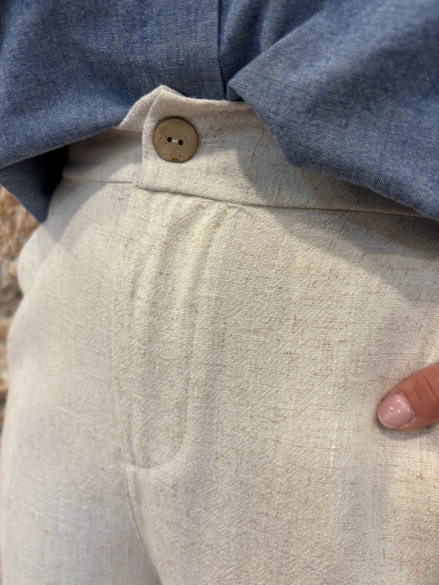 PANTALÓN RECTO LINO BEIGE