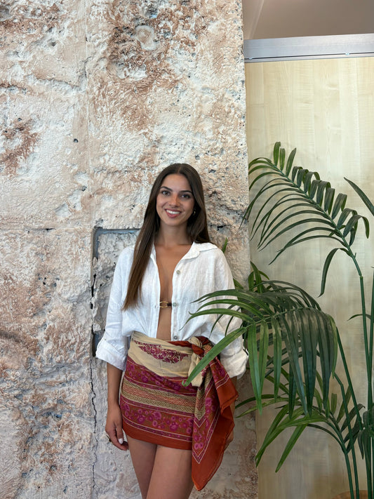 PAREO ESTAMPADO TEJA-BEIGE