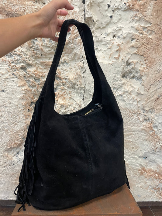 BOLSO PIEL FLECOS NEGRO