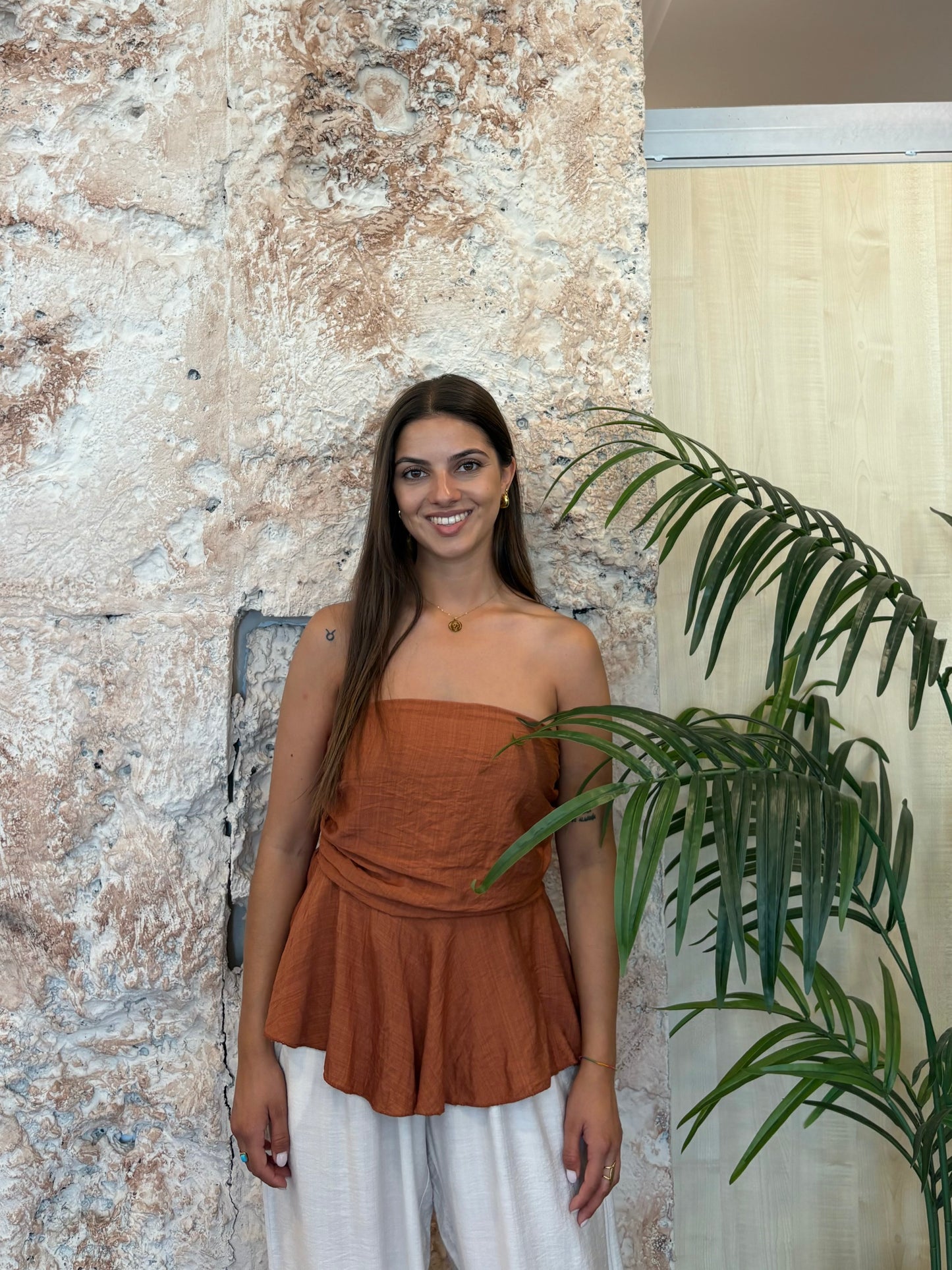 TOP VOLANTE TEJA