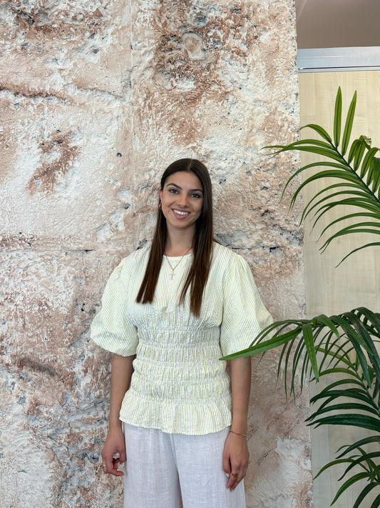 BLUSA PANEL DE ABEJA RAYAS AMARILLO