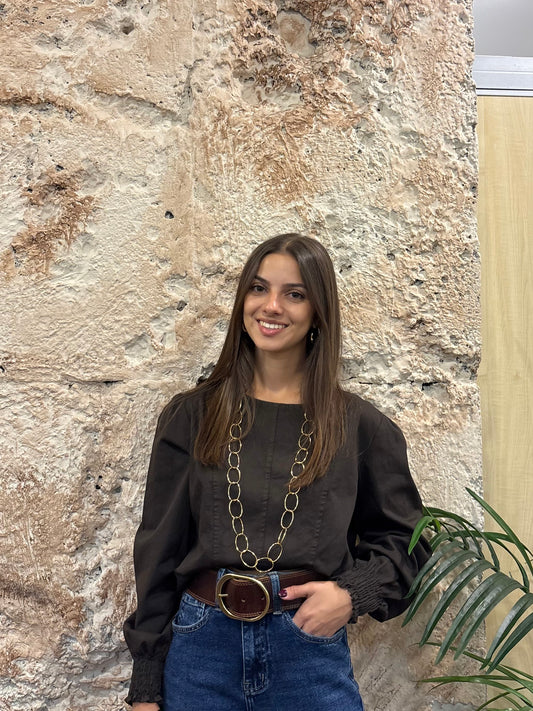 BLUSA TABLILLA MARRÓN