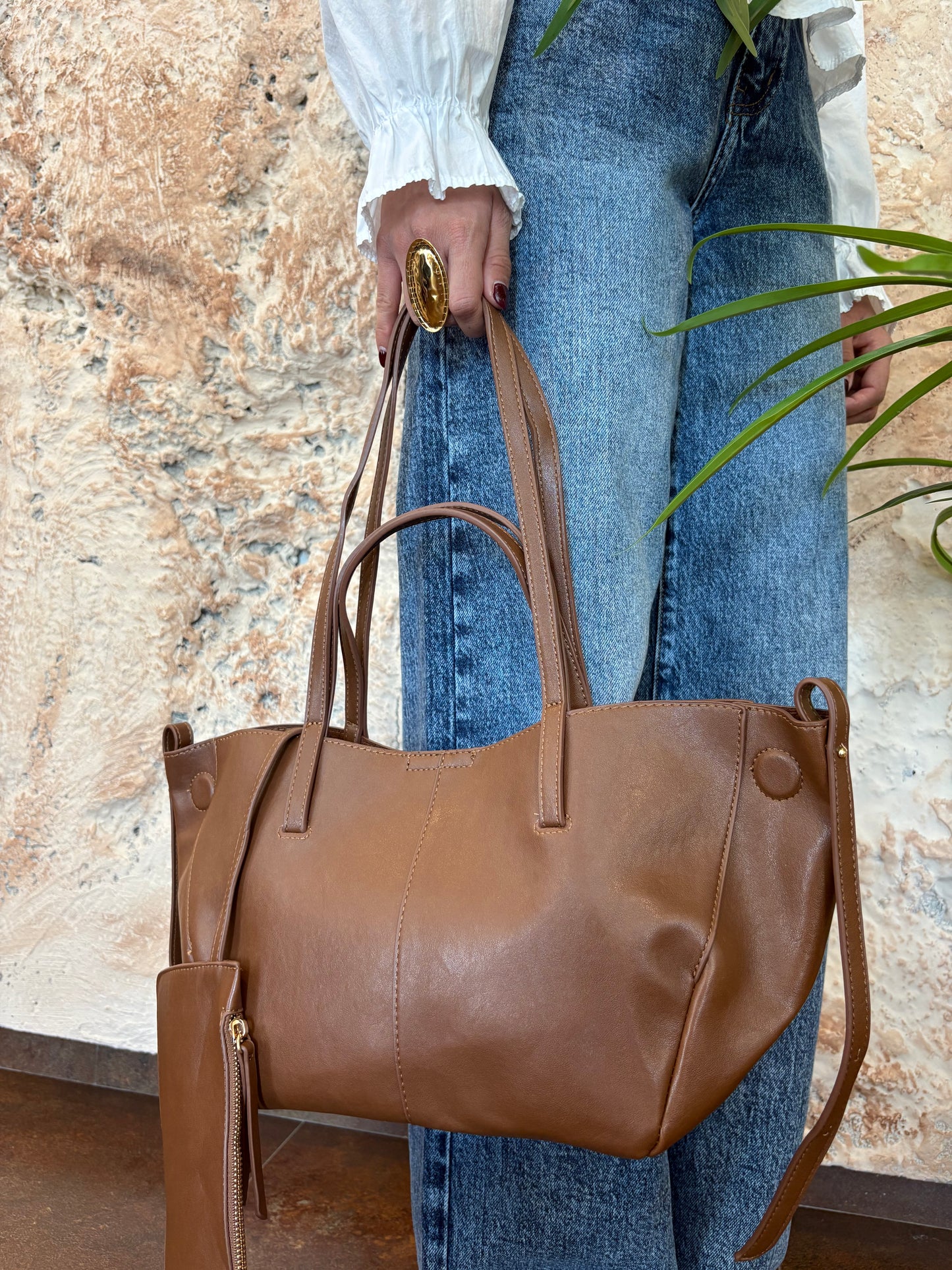 BOLSO MINI SHOPPER CAMEL