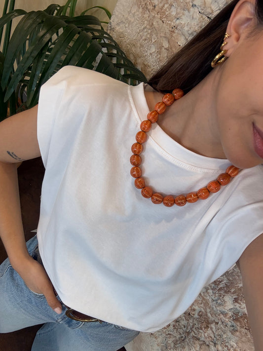 COLLAR BOLAS CERÁMICA NARANJA