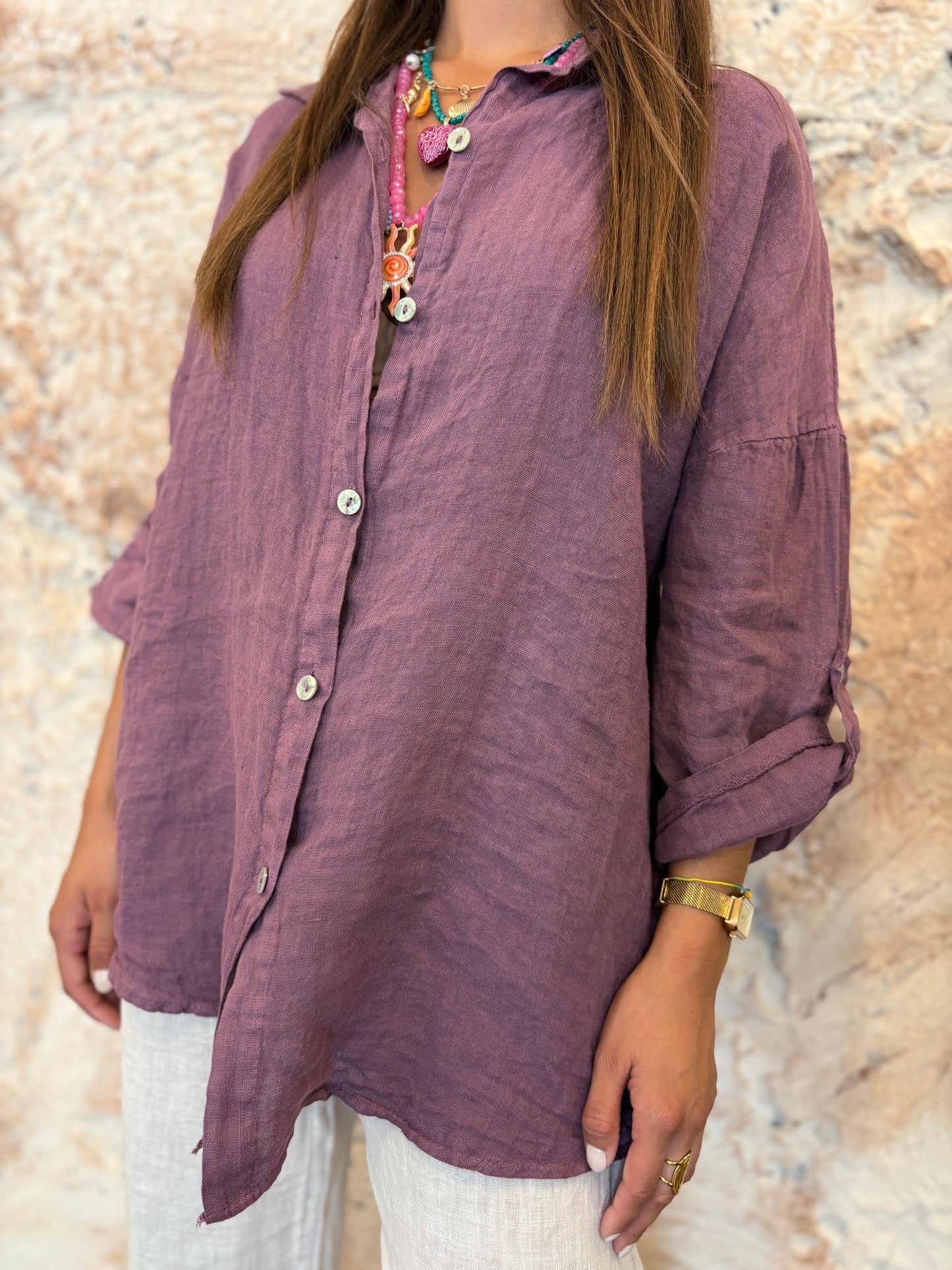 CAMISA LINO LILA
