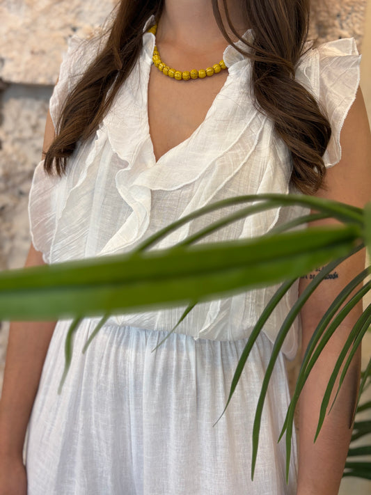 COLLAR BOLAS PEQUEÑAS CERAMICA MOSTAZA