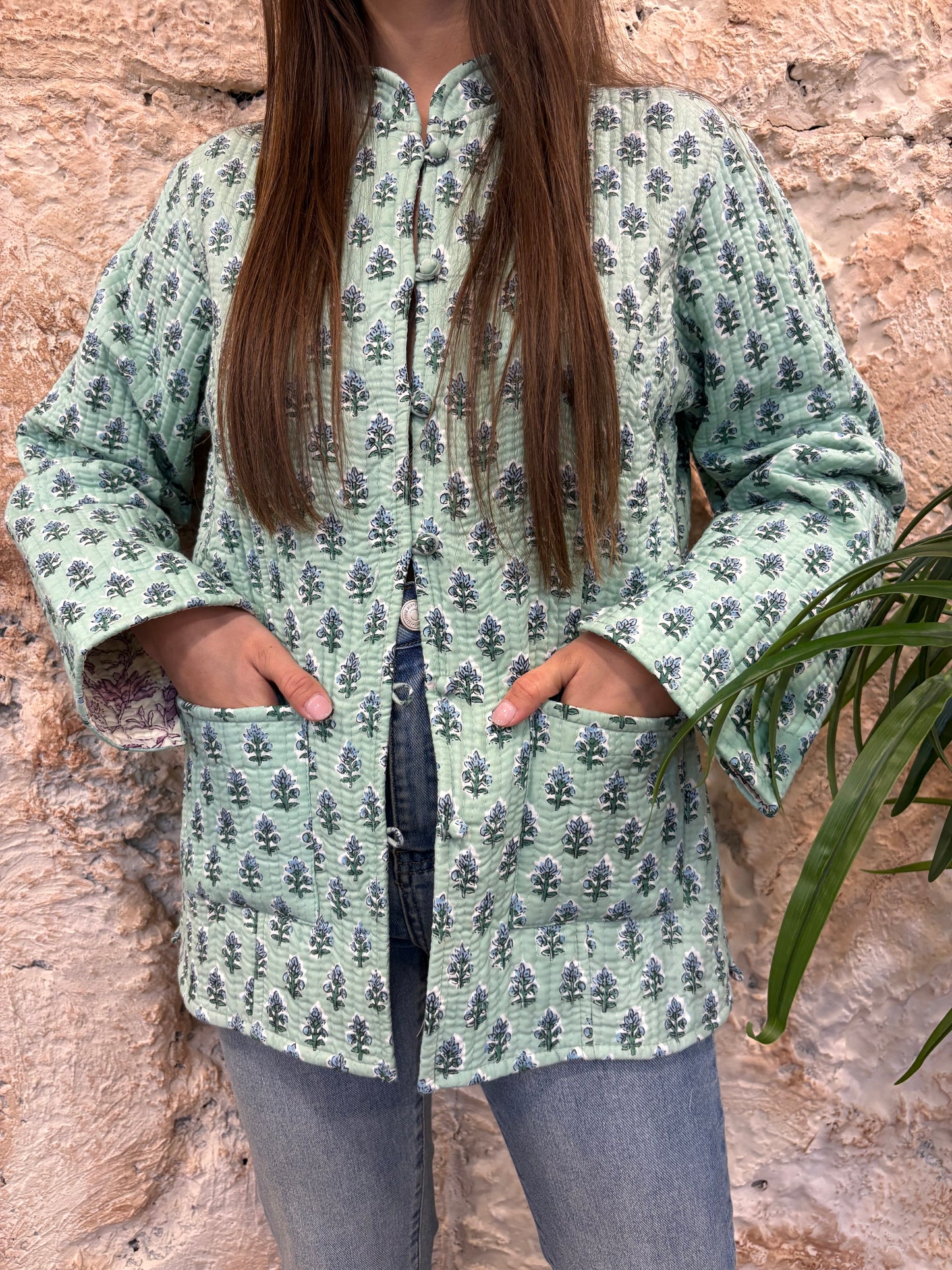 PARKA ESTAMPADA REVERSIBLE VERDE