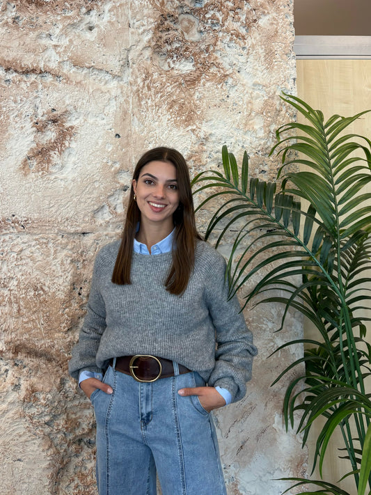 JERSEY CANALÉ GRUESO GRIS