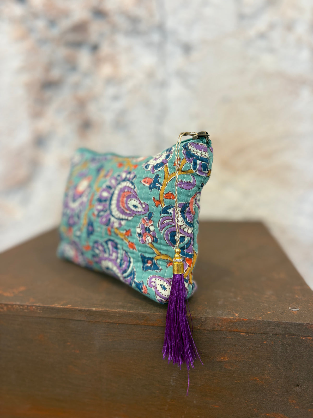 NECESER ESTAMPADO VERDE AGUA - LILA