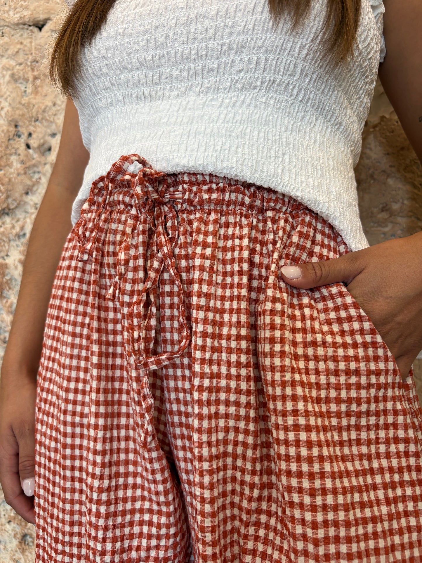 PANTALÓN BOMBACHO VICHY TEJA