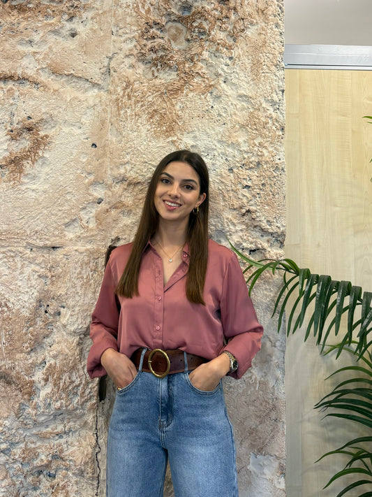 CAMISA FLUIDA CORAL SATINADA