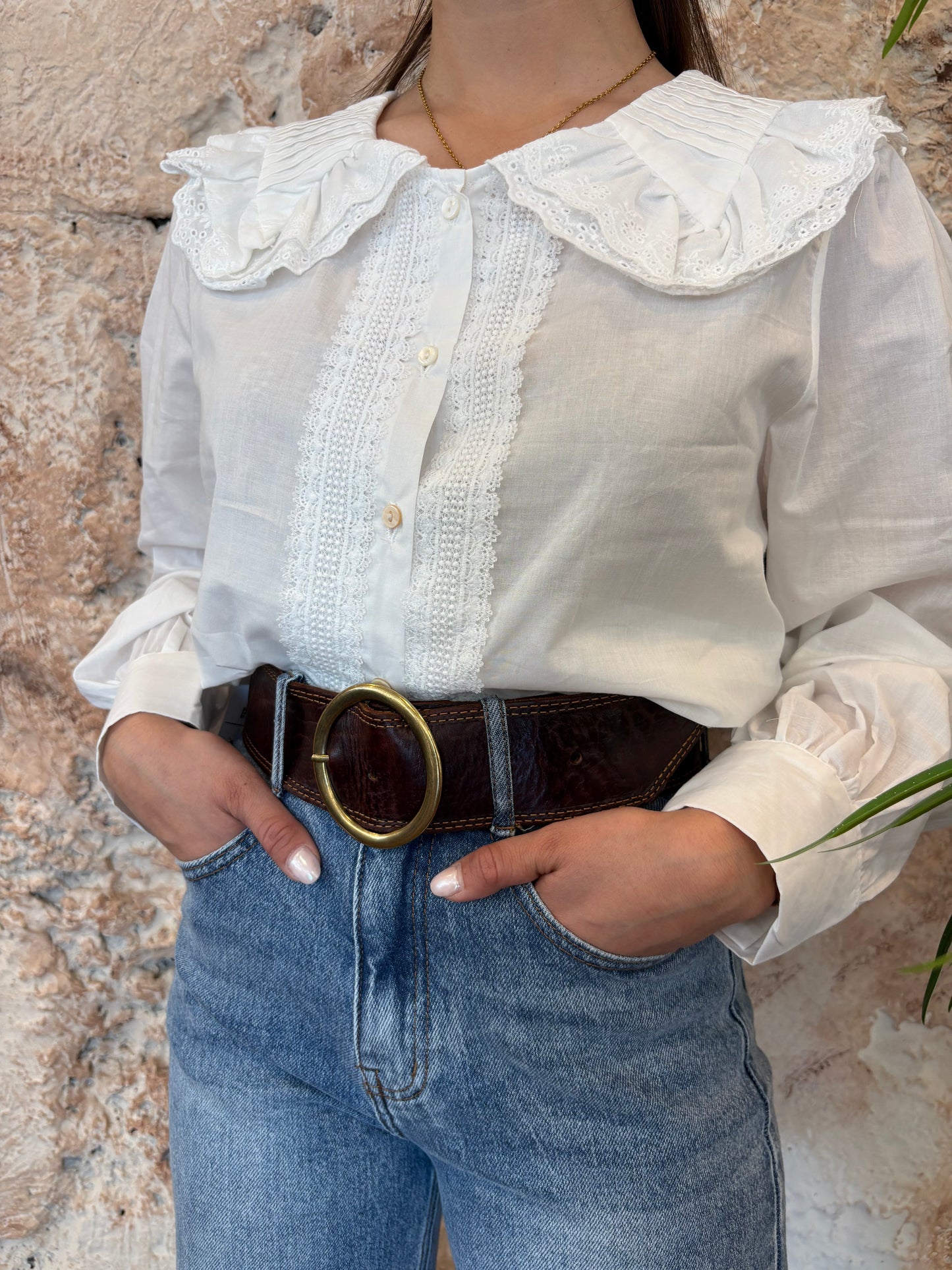 CAMISA CUELLO BOBO BLANCO
