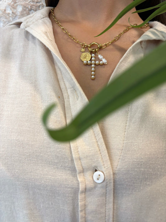 COLGANTE CHARMS CRUZ PERLA