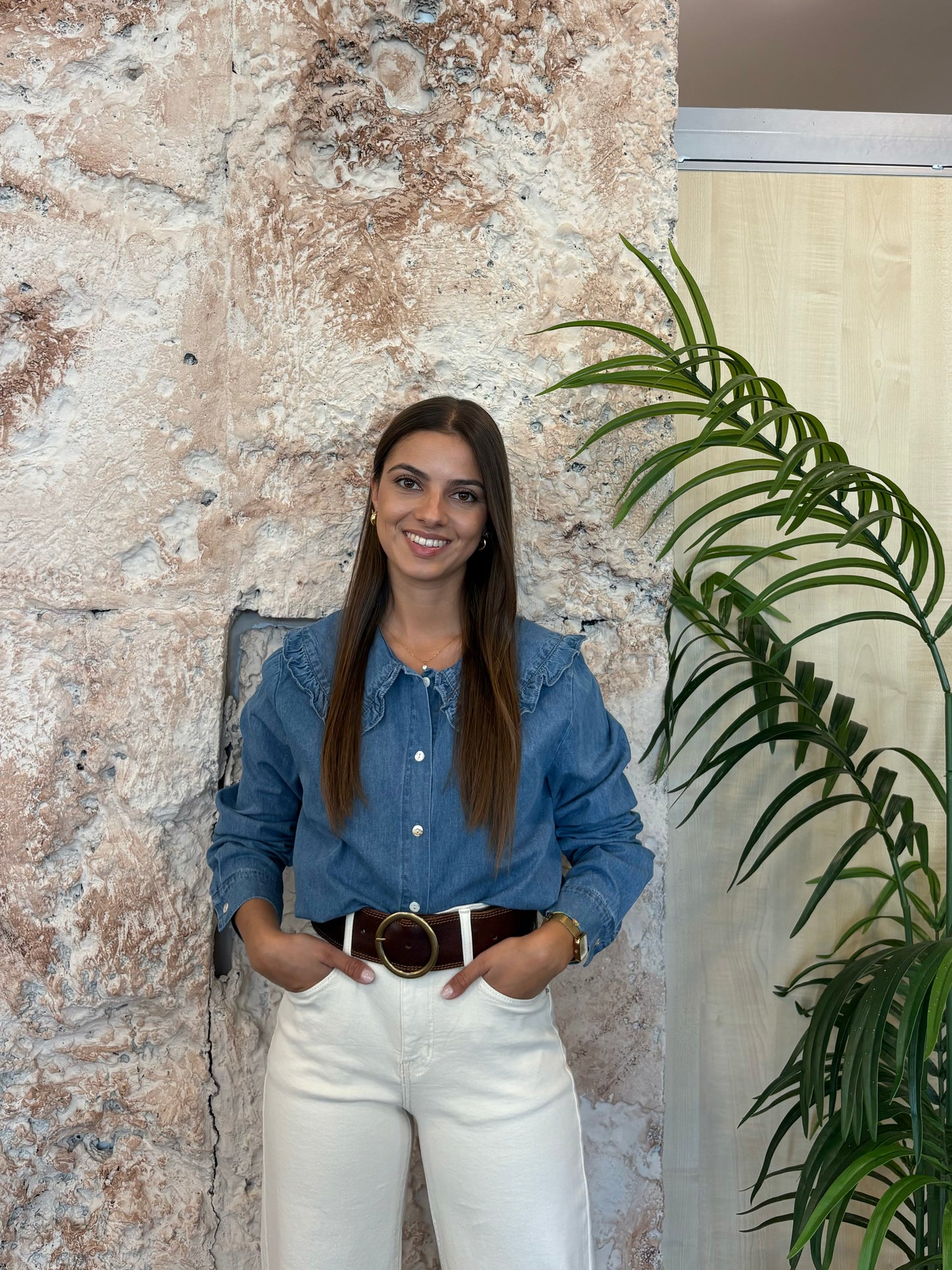 CAMISA DENIM CUELLO BOBO