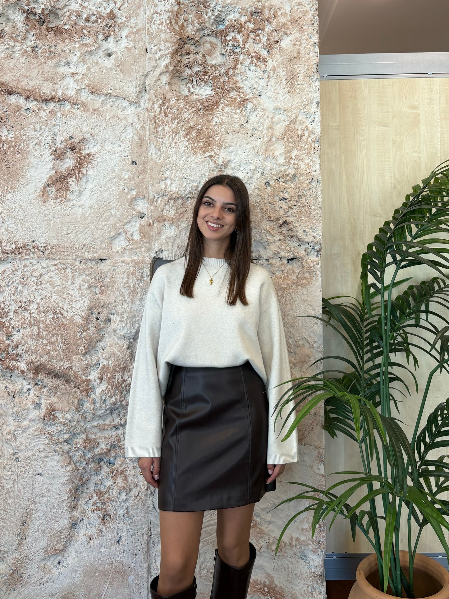 FALDA POLIPIEL MARRÓN