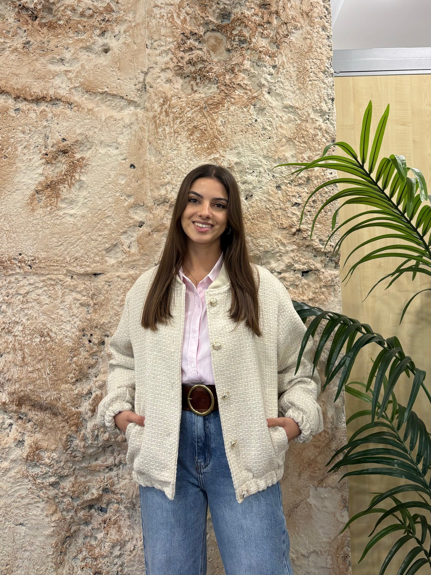 BOMBER TWEED GLITTER BEIGE