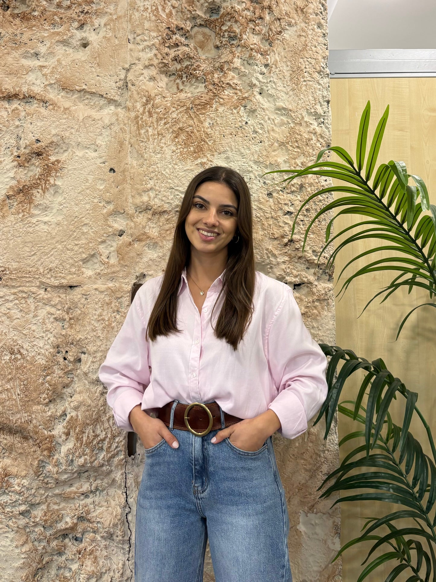 CAMISA OVERSIZE OXFORD PIQUÉ ROSA