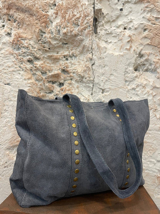 SHOPPER PIEL TACHAS GRIS CLASSIC