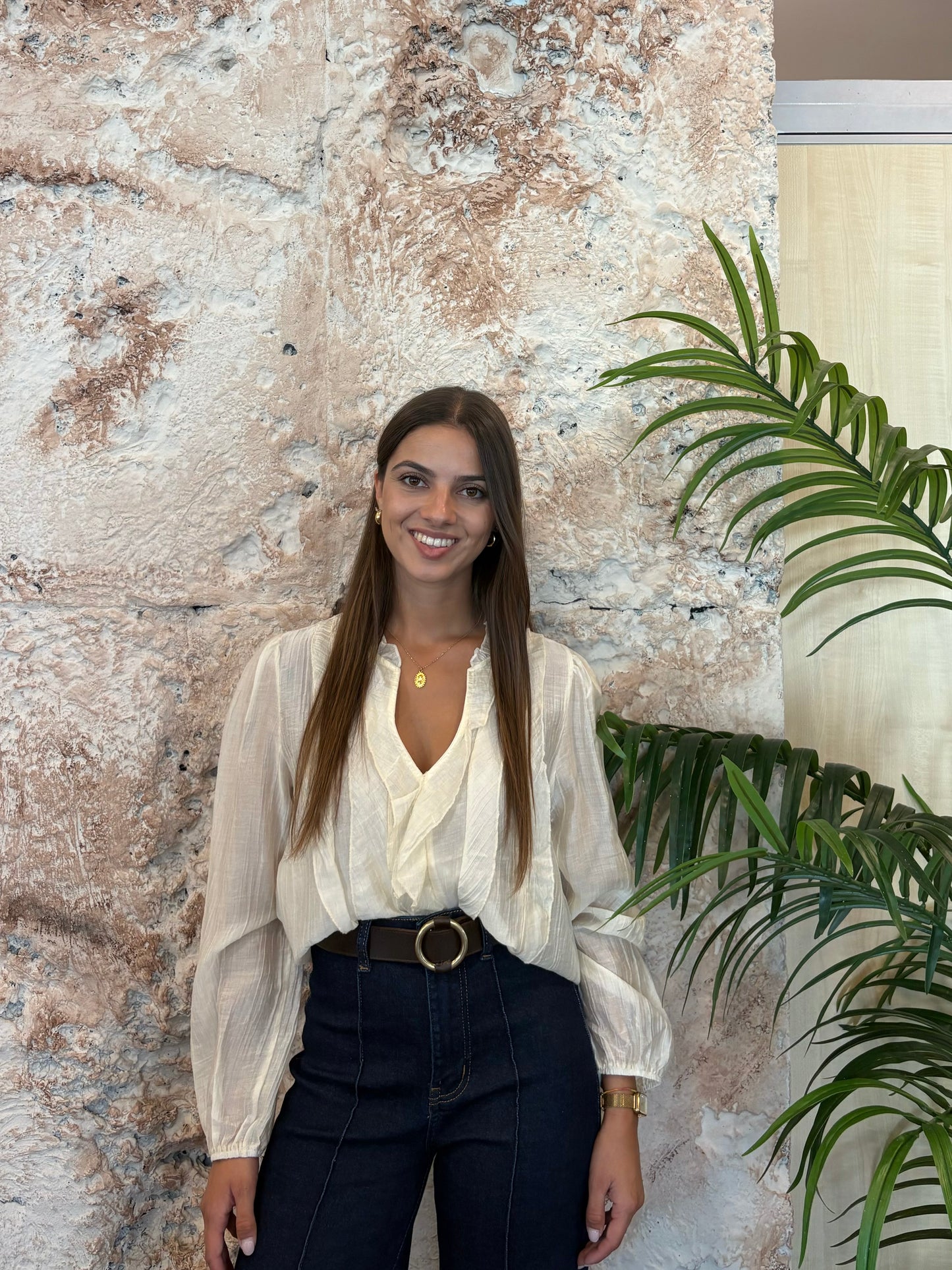 BLUSA VOLANTE FRONTAL CRUDO
