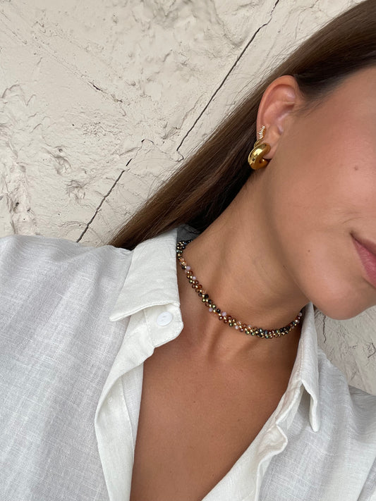 CHOKER MINI PIEDRAS TONO TIERRA