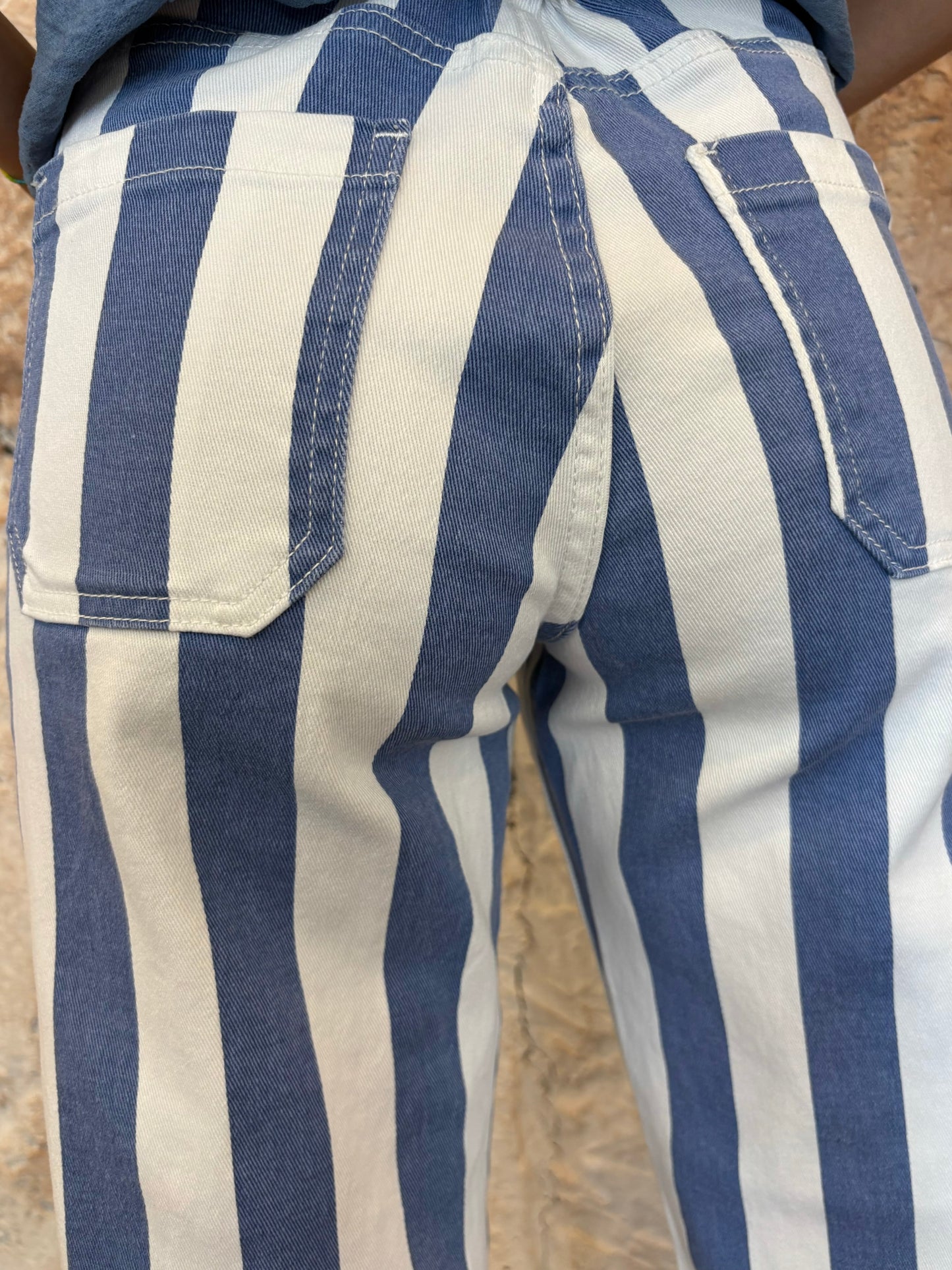 PANTALÓN CULOTTE BOLSILLOS RAYAS AZUL