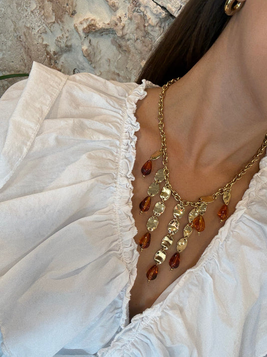 COLLAR COMBINADO LÁGRIMAS MARRÓN