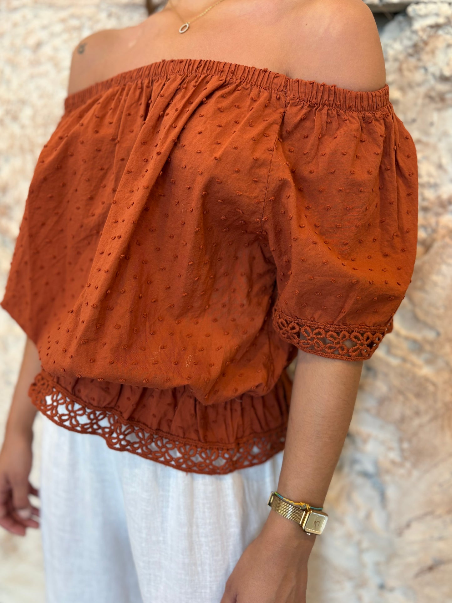 BLUSA PLUMETI PUNTILLA TEJA