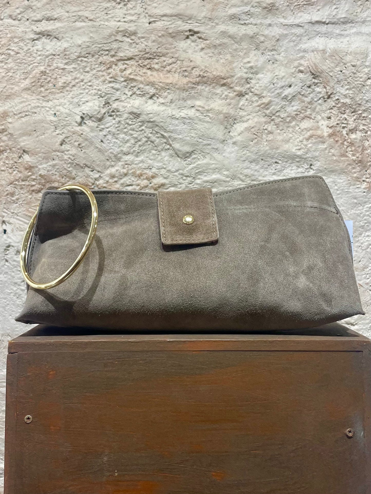 BOLSO BAGUETTE PIEL TAUPE