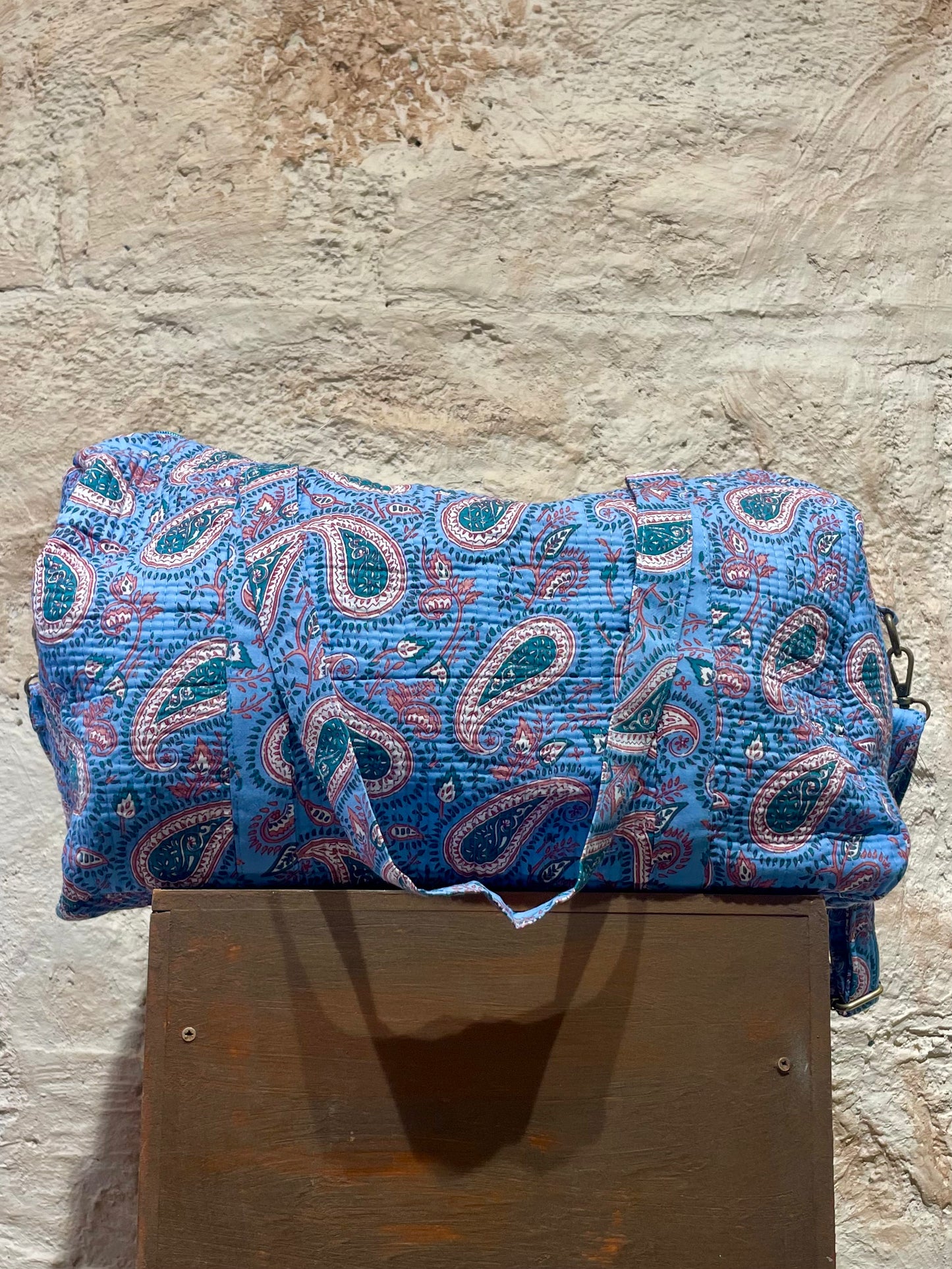 BOLSO VIAJE ESTAMPADO AZUL