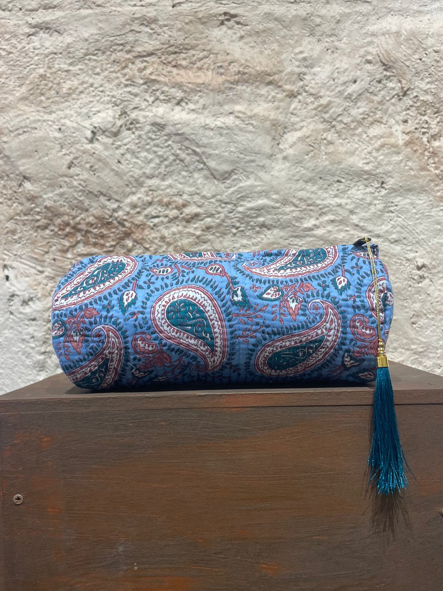 ESTUCHE PEQUEÑO ESTAMPADO AZUL