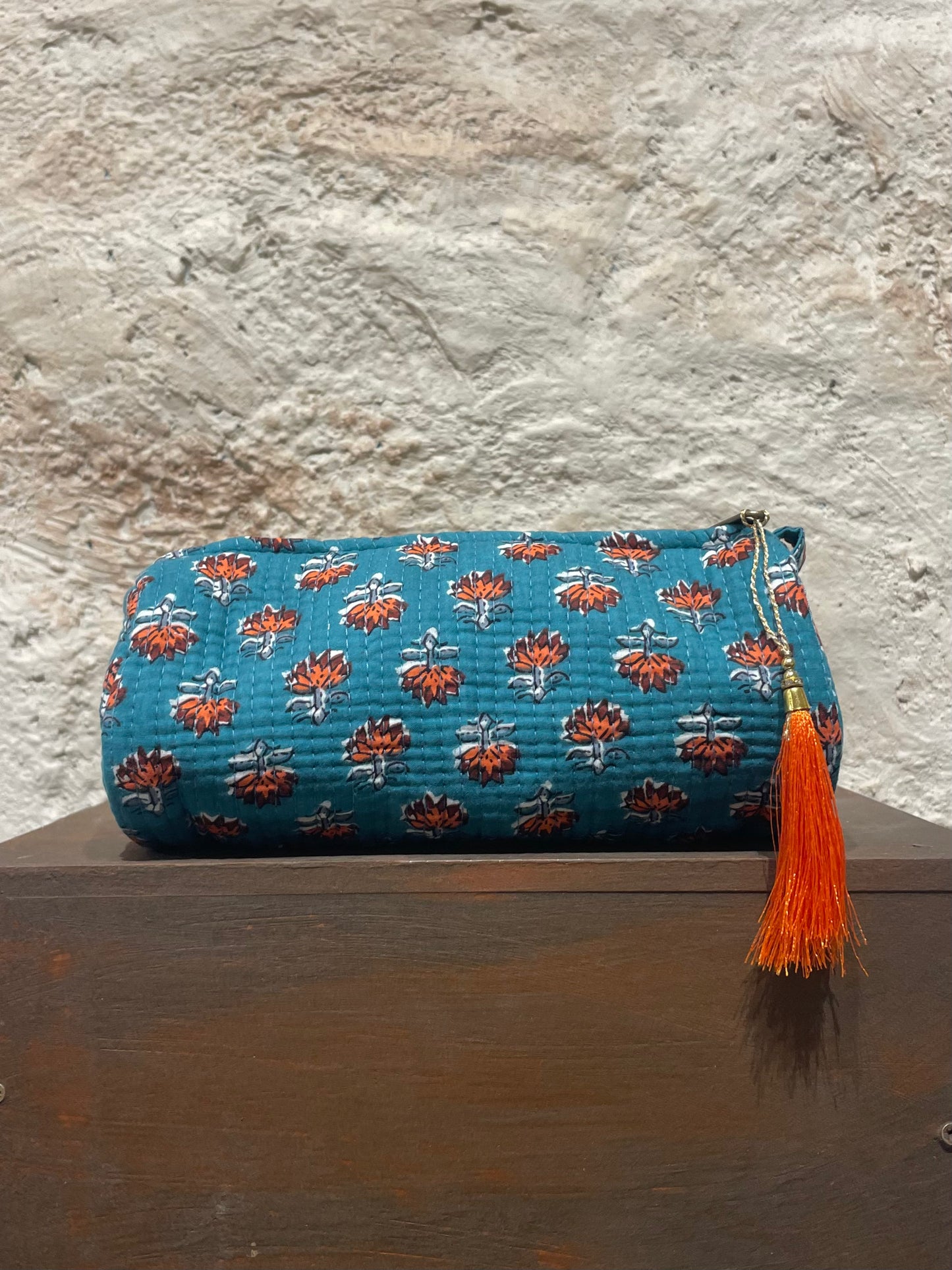 ESTUCHE GRANDE ESTAMPADO TURQUESA