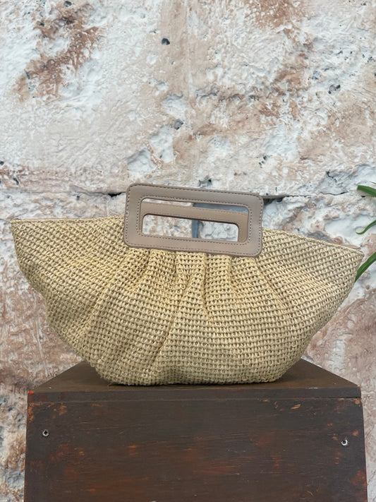MINI CAPAZO RAFIA DETALLE ASA BEIGE