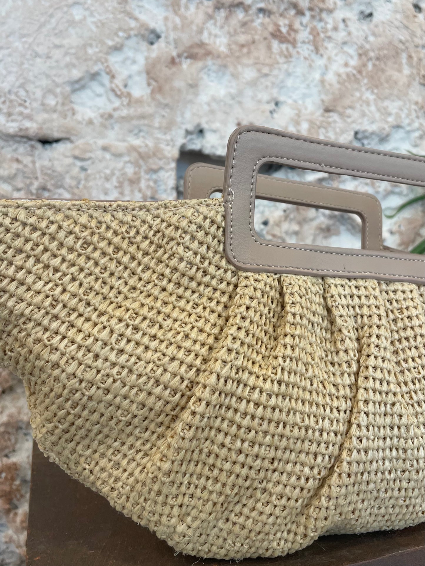 MINI CAPAZO RAFIA DETALLE ASA BEIGE