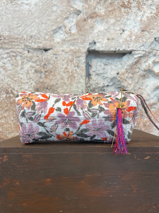 ESTUCHE ESTAMPADO MALVA Y NARANJA