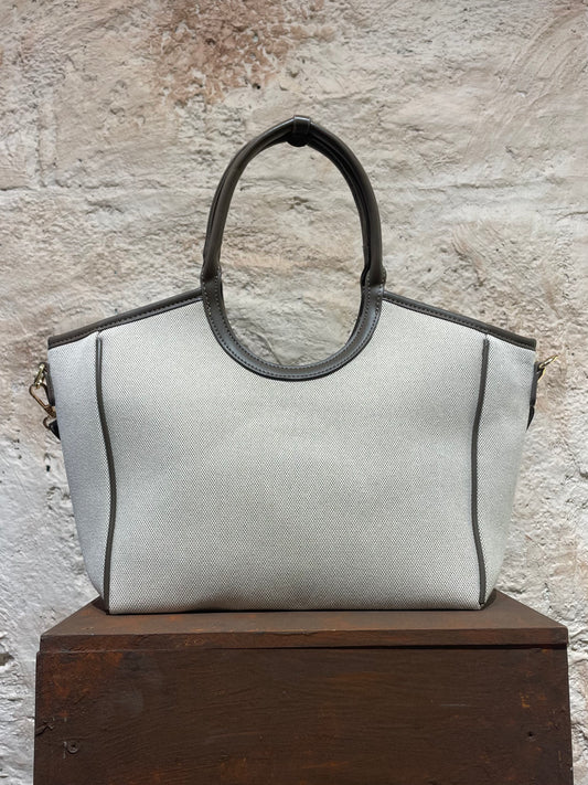 BOLSO SHOPPER LONA DETALLE MARRON