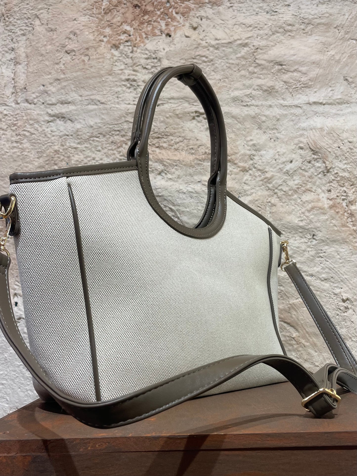 BOLSO SHOPPER LONA DETALLE MARRON