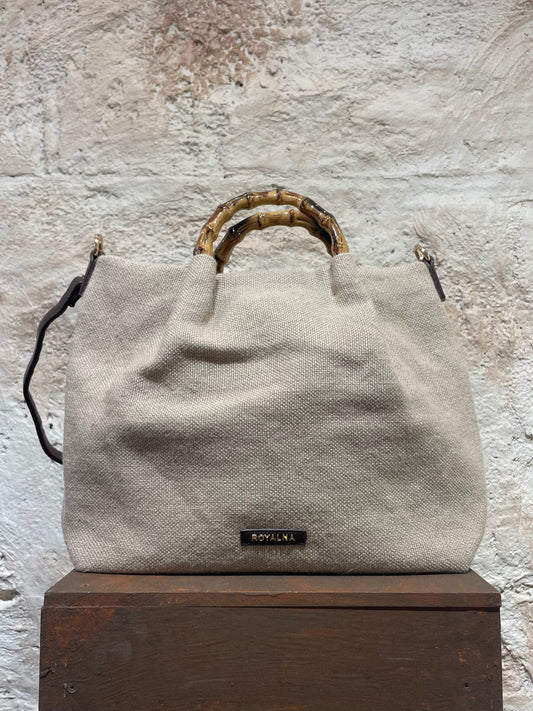 BOLSO EFECTO LINO ASA BAMBÚ