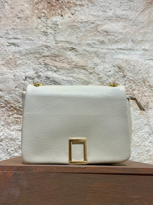 BANDOLERA BEIGE CIERRE DORADO