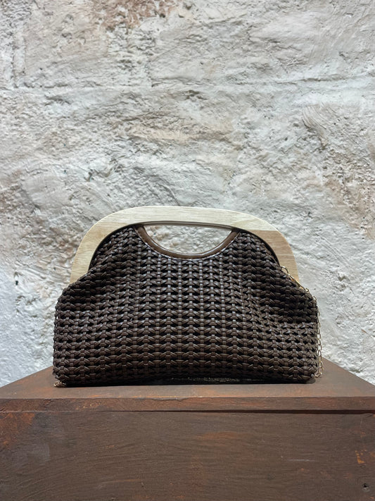 CLUTCH TRENZADO MARRÓN