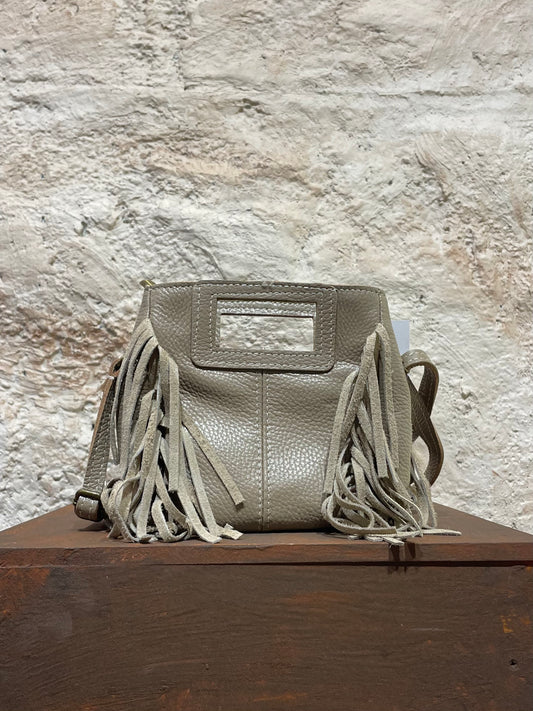 MINI BANDOLERA PIEL FLECOS BEIGE