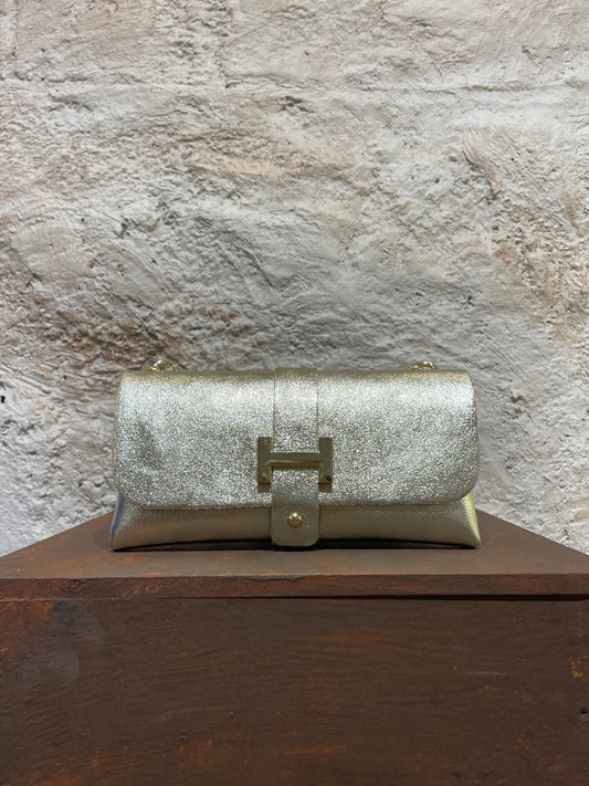 BANDOLERA PIEL ORO CON DETALLES