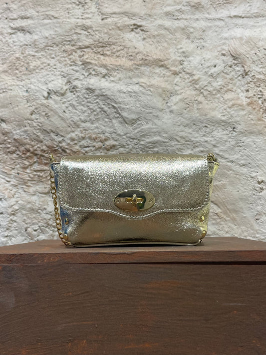 MINI BANDOLERA PIEL ORO