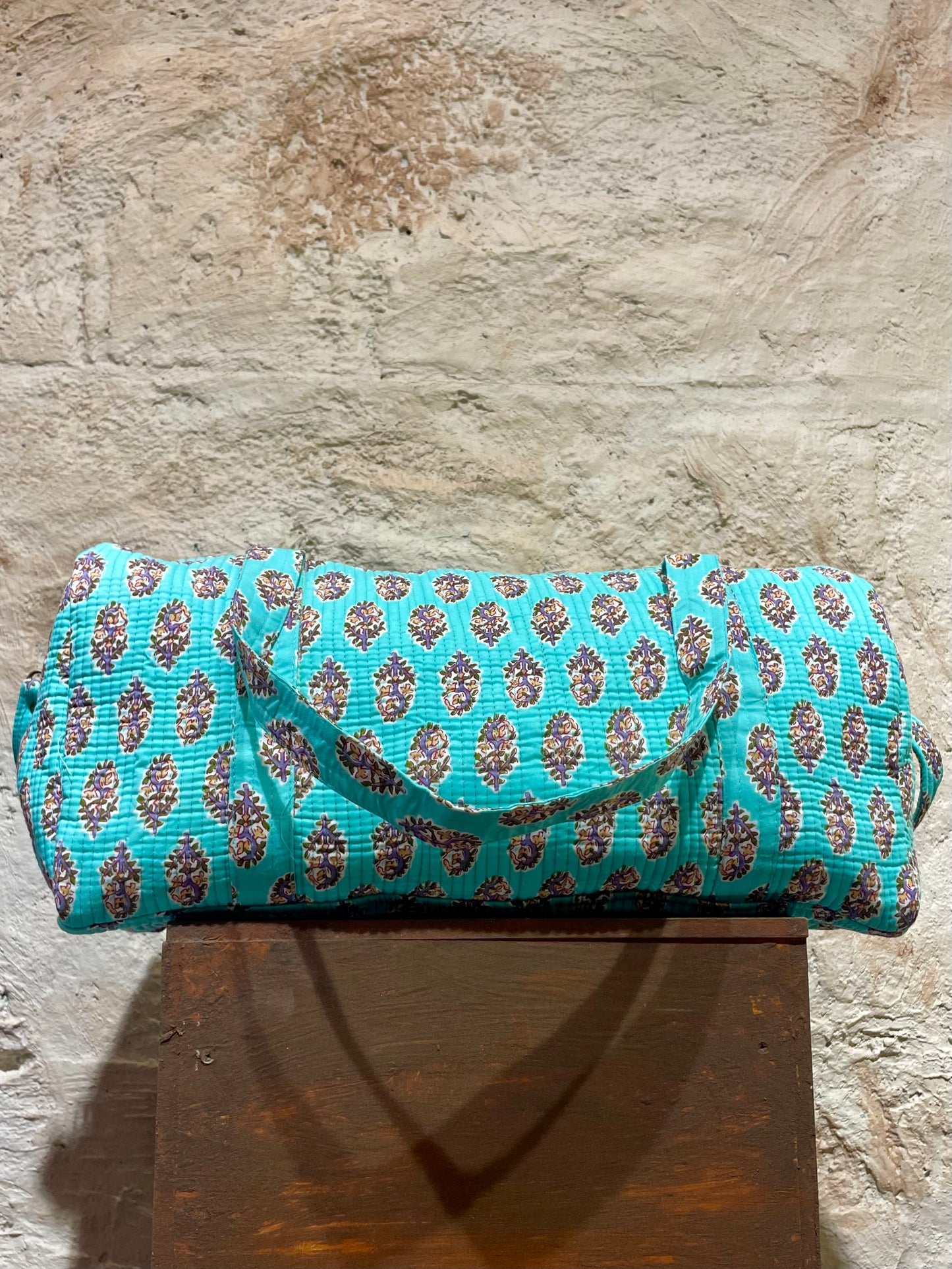 BOLSO VIAJE ESTAMPADO VERDE AGUA